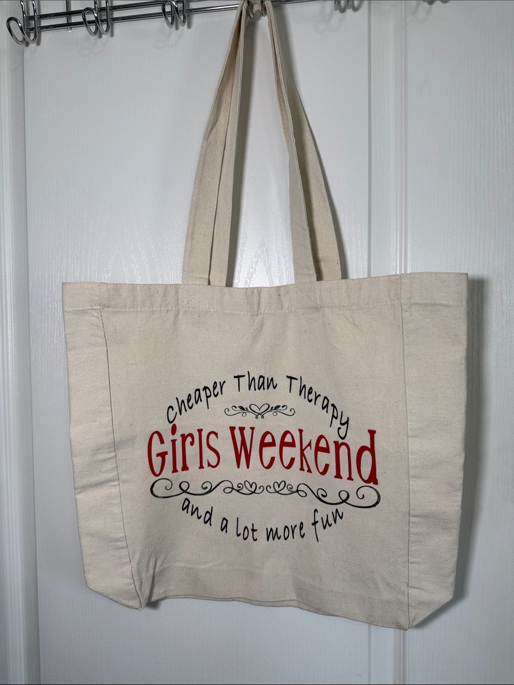 Cheaper Than Therapy Girls Weekend Canvas Tote Bag Large Travel Beach Tote